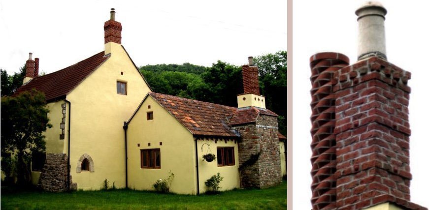 house with detail of unique chimney
